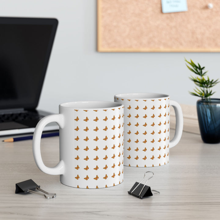 Butterfly Pattern Ceramic Mug - 11oz & 15oz, Perfect for Nature Lovers