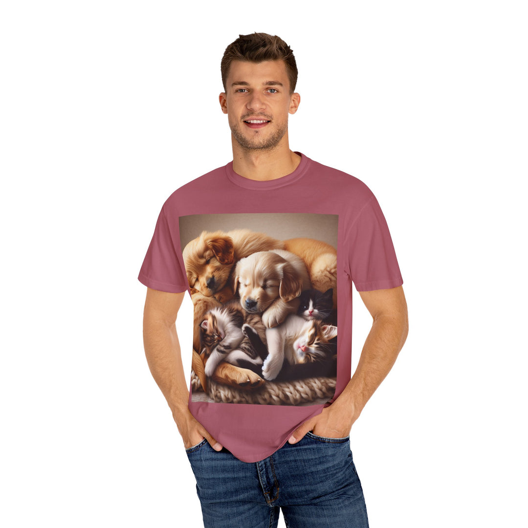 Cute Pets Snuggle Unisex Garment-Dyed T-shirt