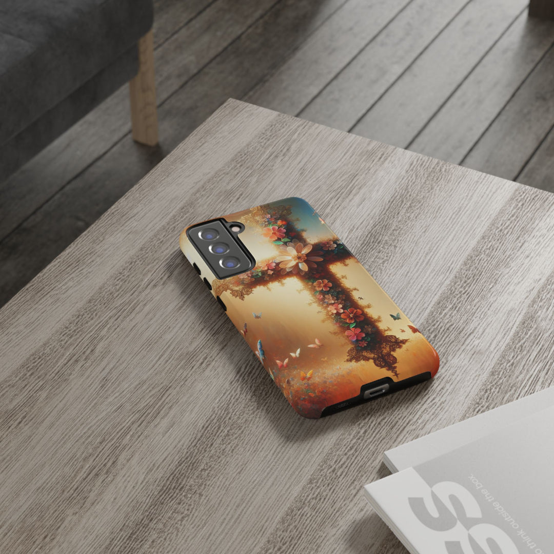 Floral Cross Phone Case, Tough Cases for Christians, Religious Gifts, Cute Floral Accessories, Chic Phone Cover, Spring Vibes