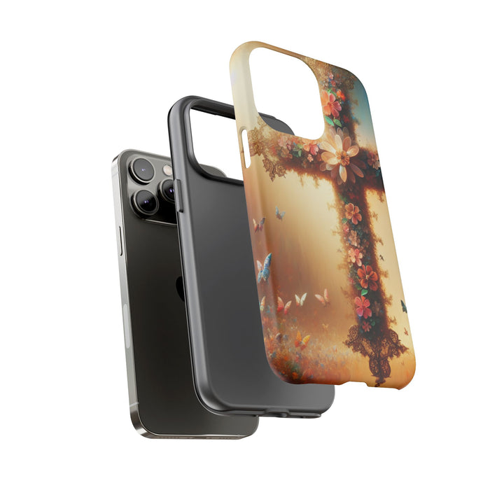 Floral Cross Phone Case, Tough Cases for Christians, Religious Gifts, Cute Floral Accessories, Chic Phone Cover, Spring Vibes
