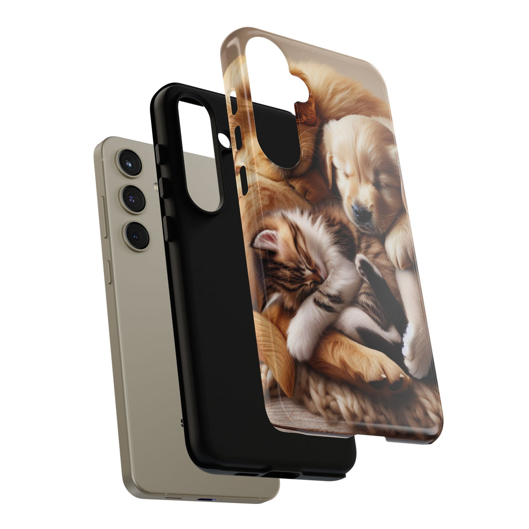 Cute Pets Phone Case - Adorable Puppy and Kitten Design, Animal Lover Gift