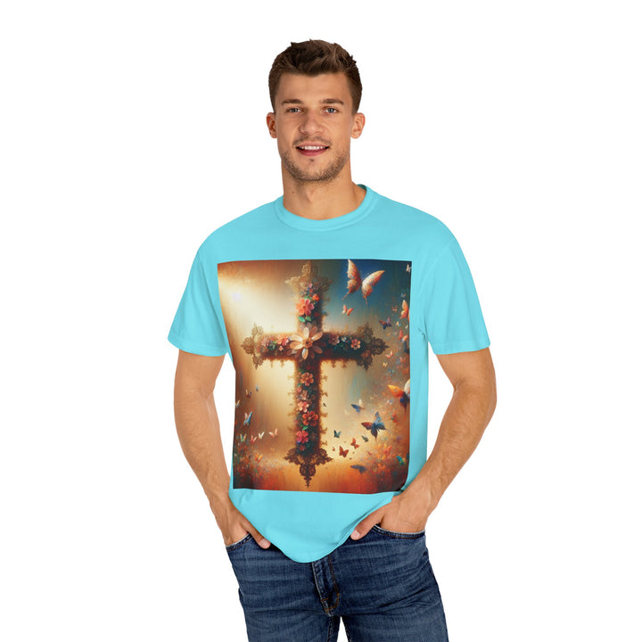 Faith-Inspired Floral Cross T-Shirt, Inspirational Tee, Religious Gift, Christian Apparel, Casual Wear, Everyday T-Shirt