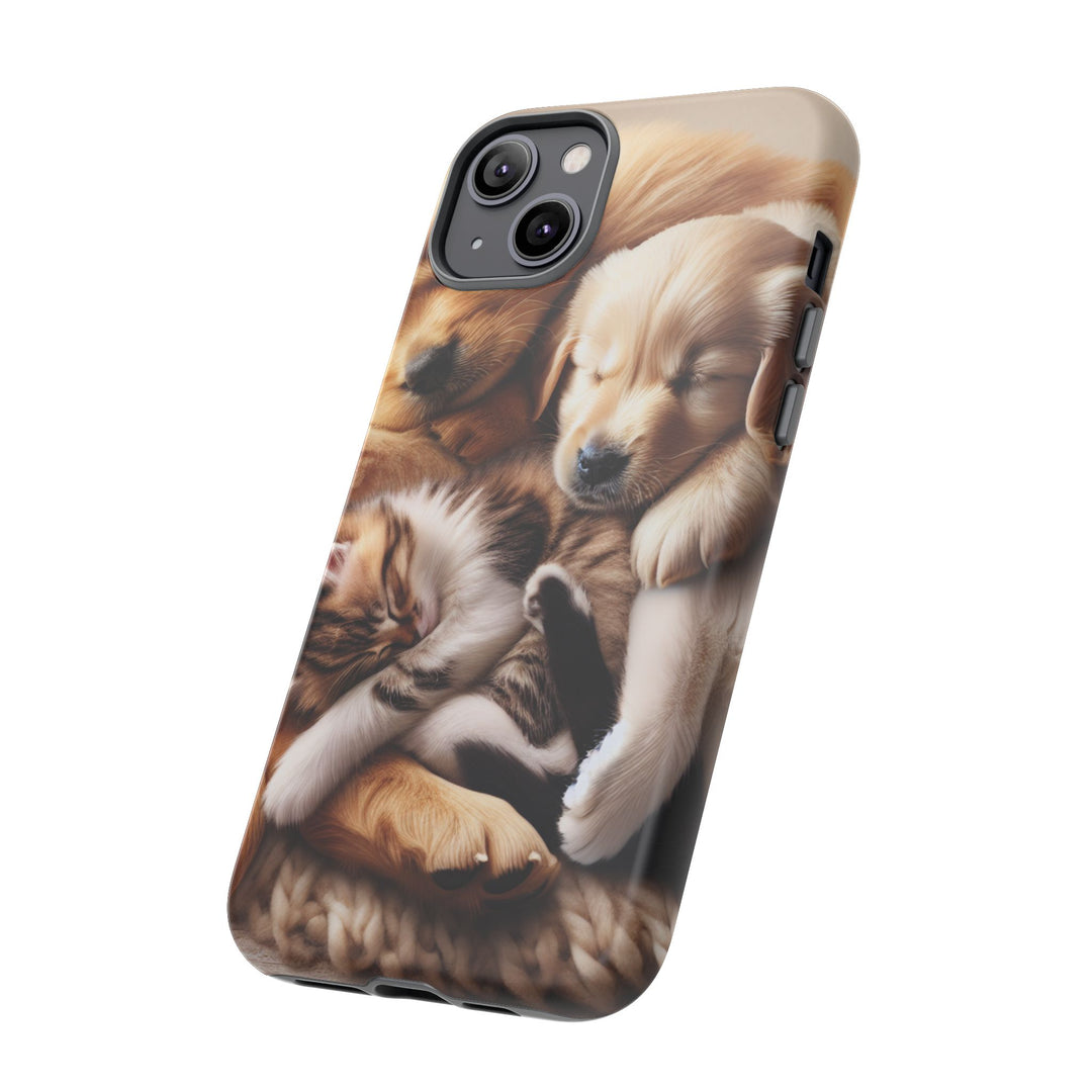 Cute Pets Phone Case - Adorable Puppy and Kitten Design, Animal Lover Gift