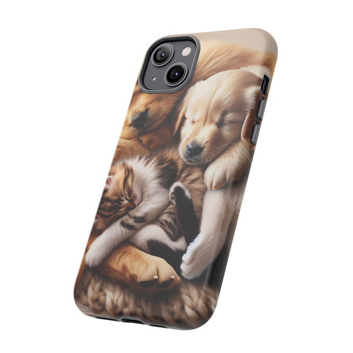 Cute Pets Phone Case - Adorable Puppy and Kitten Design, Animal Lover Gift