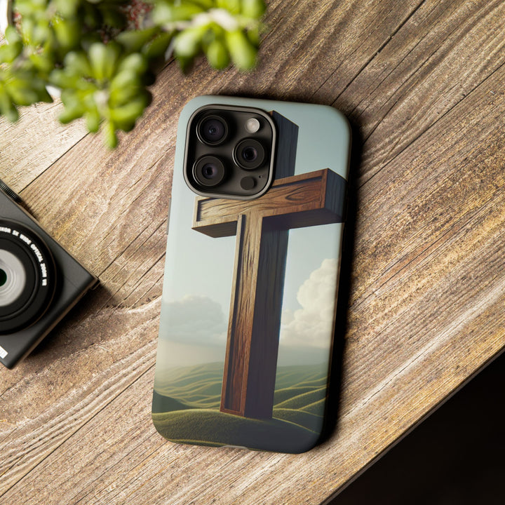 Wooden Cross Phone Case, Inspirational Gift, Christian Decor, Faith-Based Accessory, Unique Tech Gift