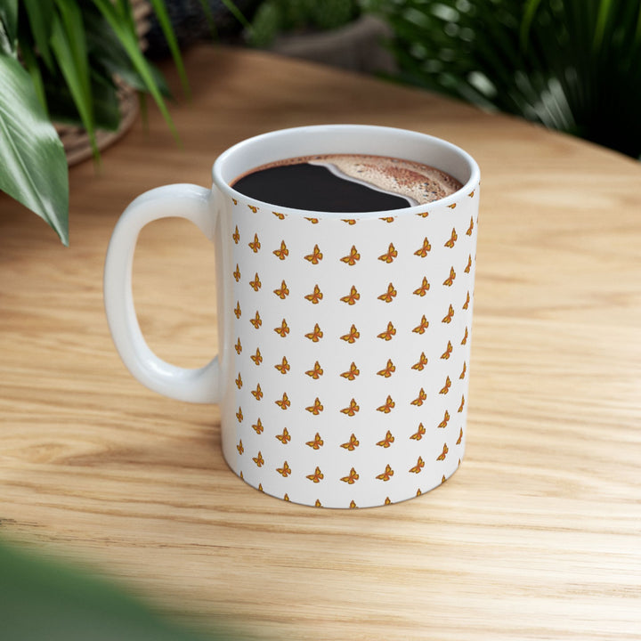 Butterfly Pattern Ceramic Mug - 11oz & 15oz, Perfect for Nature Lovers