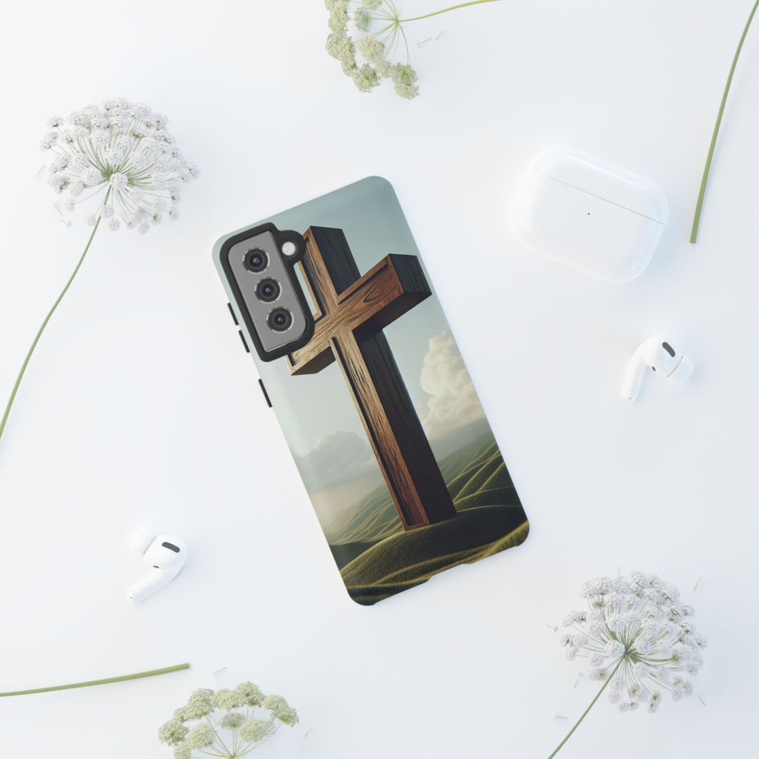 Wooden Cross Phone Case, Inspirational Gift, Christian Decor, Faith-Based Accessory, Unique Tech Gift