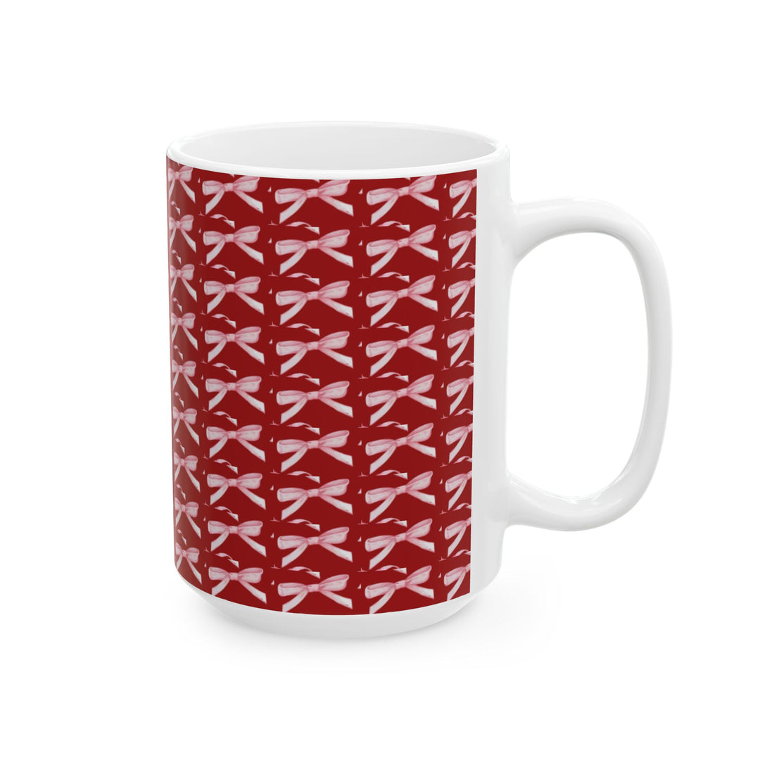 Elegant Red Ribbon Ceramic Mug - Perfect for Gift Giving and Home Decor