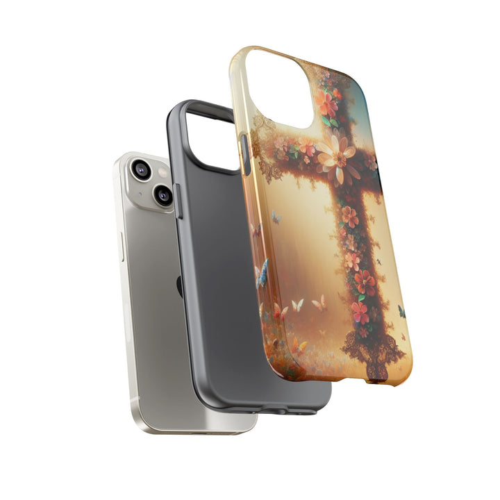 Floral Cross Phone Case, Tough Cases for Christians, Religious Gifts, Cute Floral Accessories, Chic Phone Cover, Spring Vibes