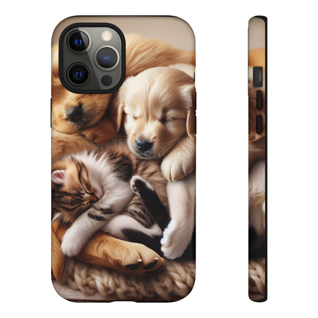 Cute Pets Phone Case - Adorable Puppy and Kitten Design, Animal Lover Gift