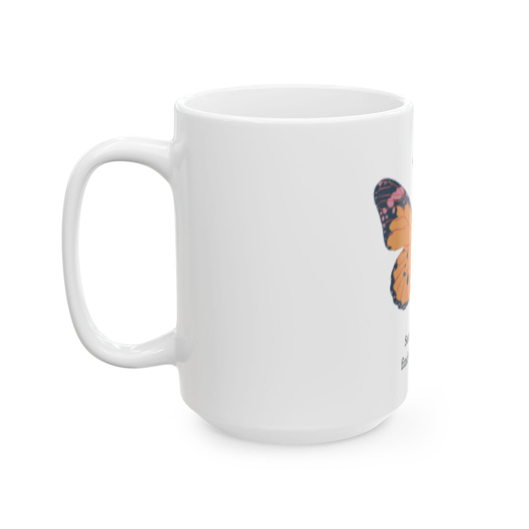 Butterfly & Sunflower Inspirational Ceramic Mug - Secrets of Life Design (11oz, 15oz)