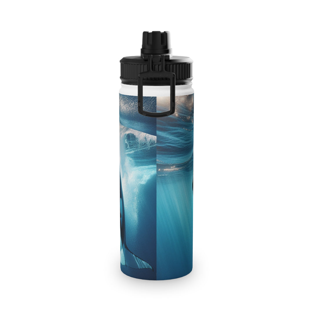 Ocean-Inspired Stainless Steel Water Bottle with Sports Lid