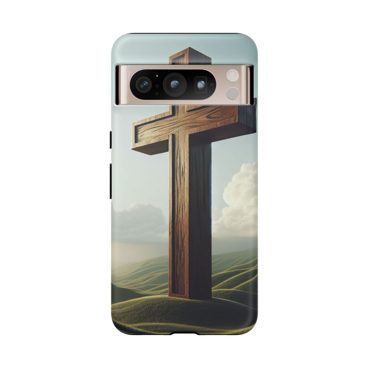 Wooden Cross Phone Case, Inspirational Gift, Christian Decor, Faith-Based Accessory, Unique Tech Gift
