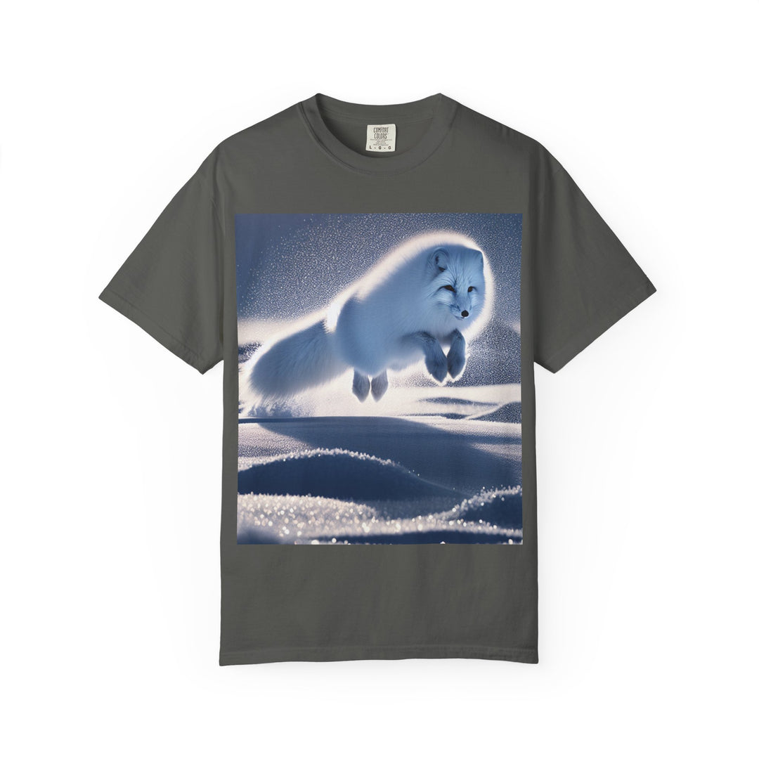 Snow Fox Jumping Unisex Garment-Dyed T-Shirt