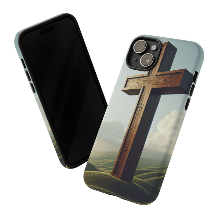 Wooden Cross Phone Case, Inspirational Gift, Christian Decor, Faith-Based Accessory, Unique Tech Gift