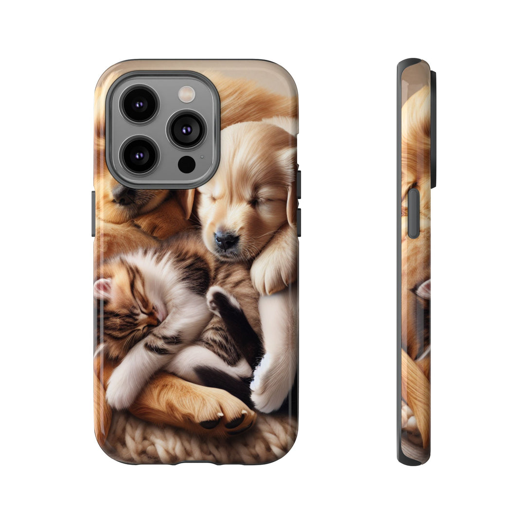 Cute Pets Phone Case - Adorable Puppy and Kitten Design, Animal Lover Gift
