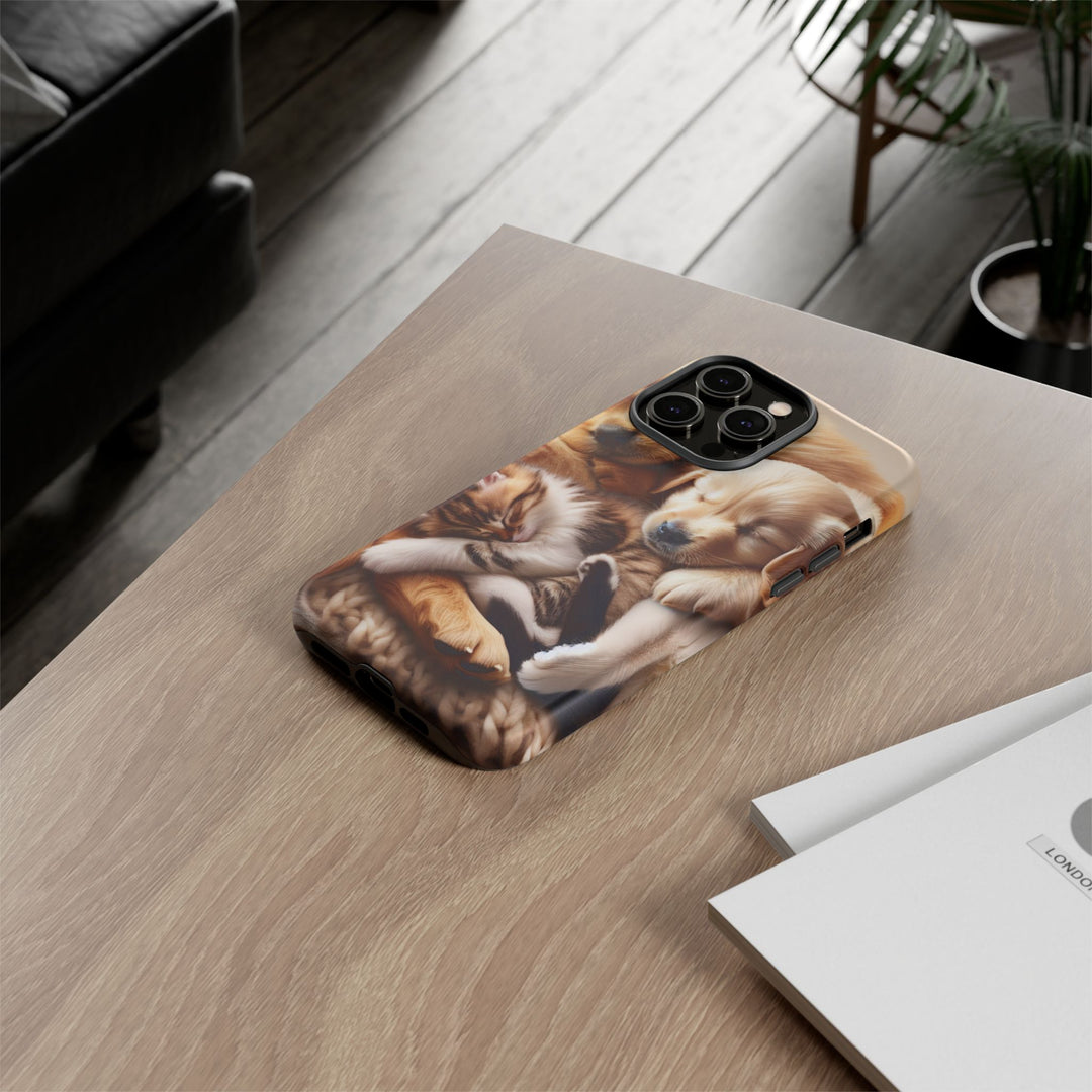 Cute Pets Phone Case - Adorable Puppy and Kitten Design, Animal Lover Gift