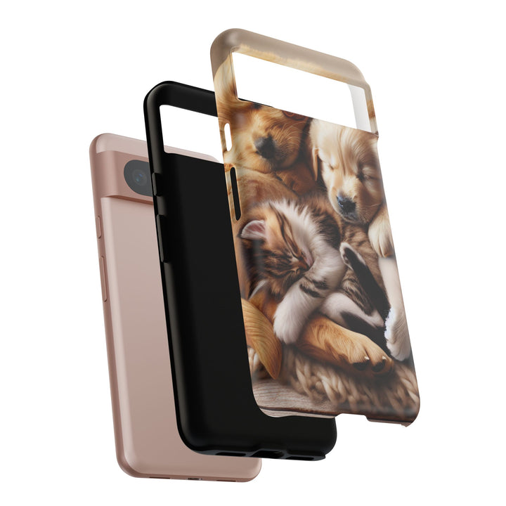 Cute Pets Phone Case - Adorable Puppy and Kitten Design, Animal Lover Gift