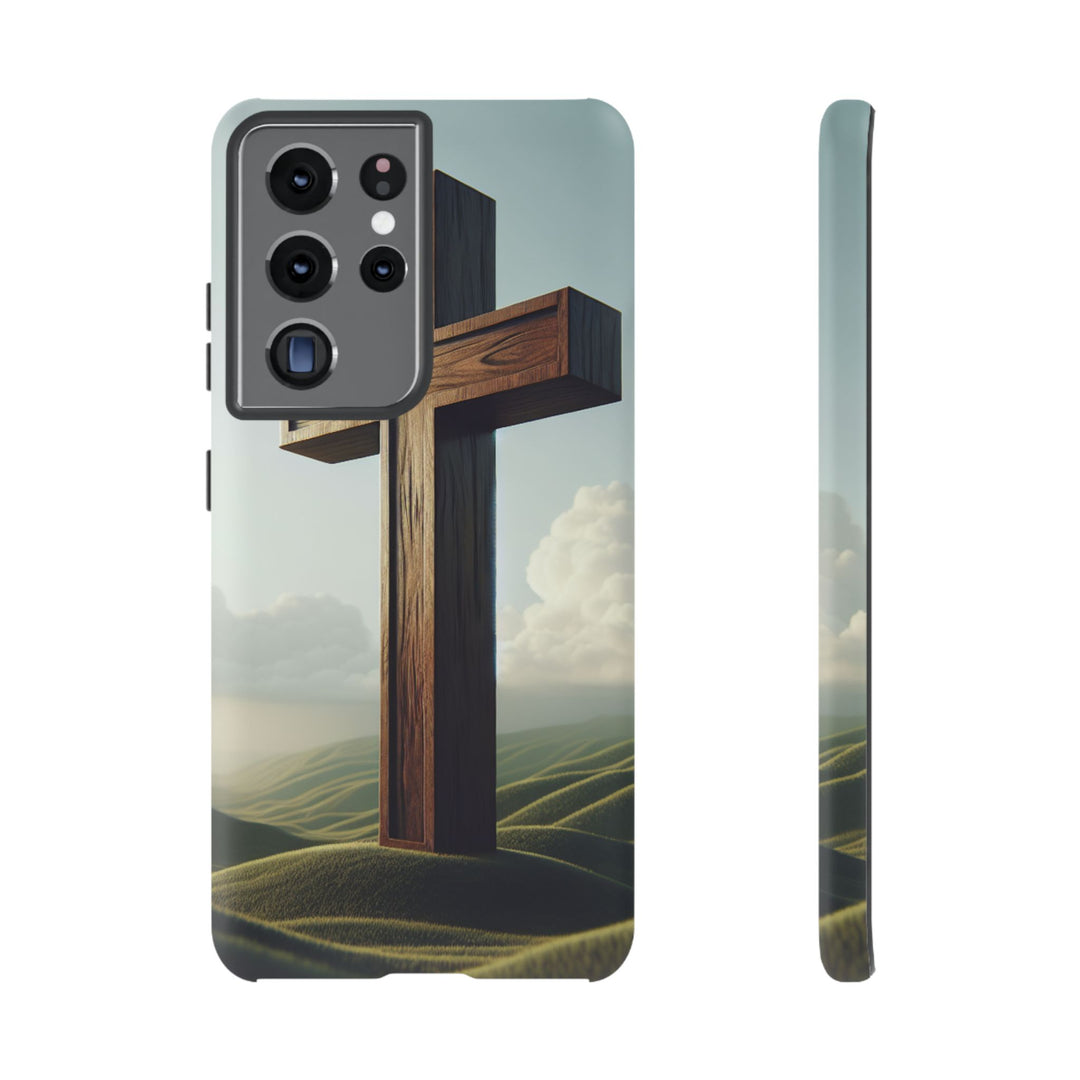 Wooden Cross Phone Case, Inspirational Gift, Christian Decor, Faith-Based Accessory, Unique Tech Gift