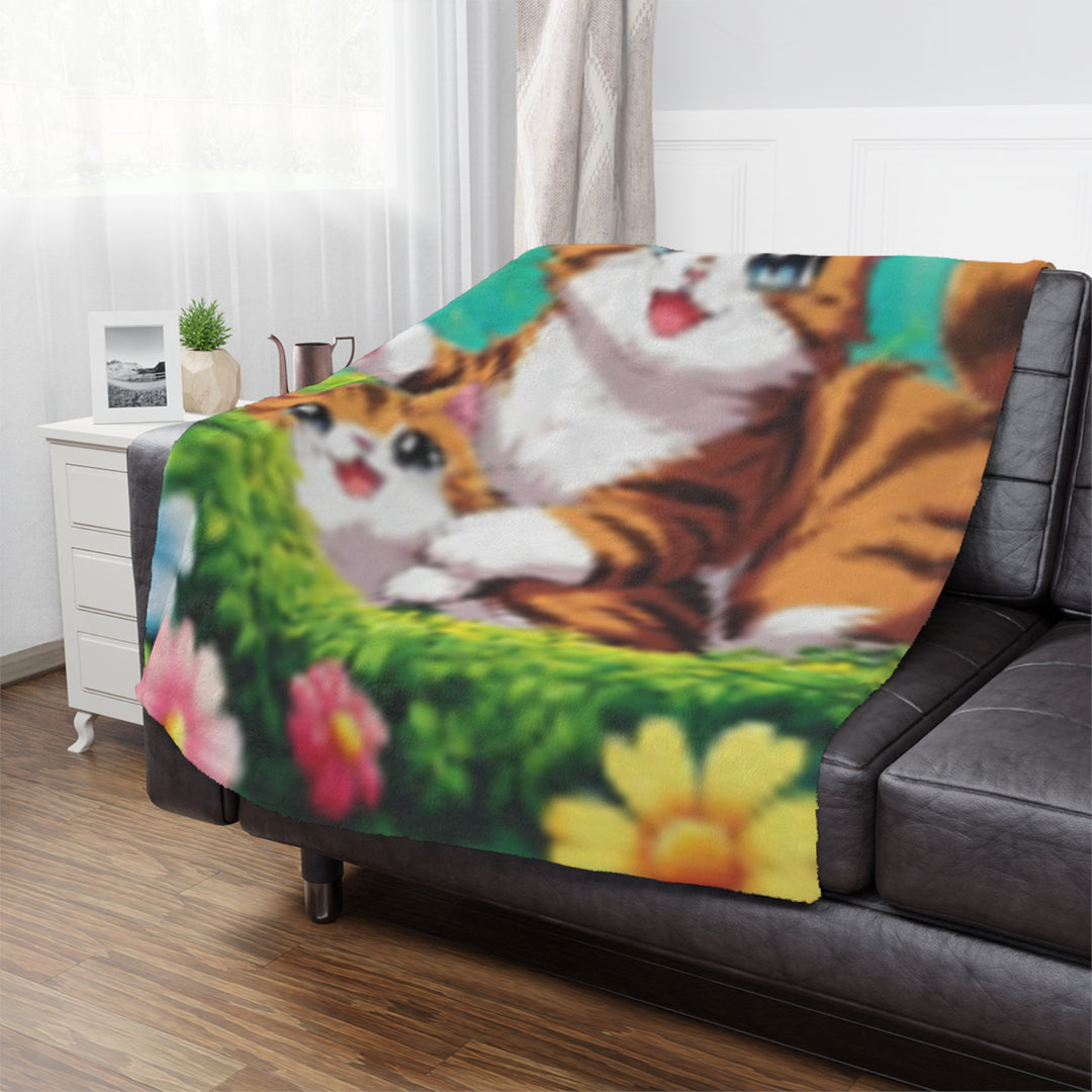 Cozy Cat Minky Blanket - Cute Kitten Design for Pet Lovers