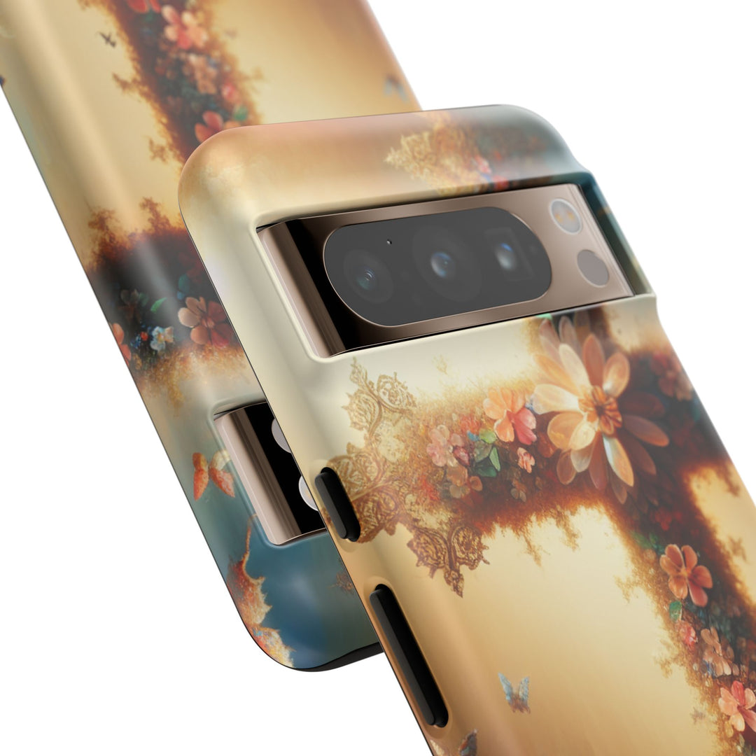Floral Cross Phone Case, Tough Cases for Christians, Religious Gifts, Cute Floral Accessories, Chic Phone Cover, Spring Vibes