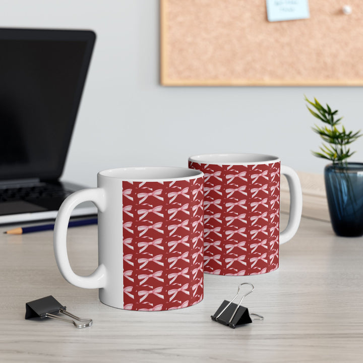 Elegant Red Ribbon Ceramic Mug - Perfect for Gift Giving and Home Decor