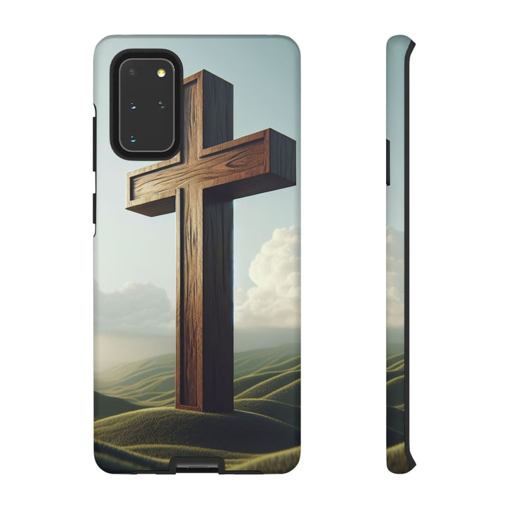 Wooden Cross Phone Case, Inspirational Gift, Christian Decor, Faith-Based Accessory, Unique Tech Gift