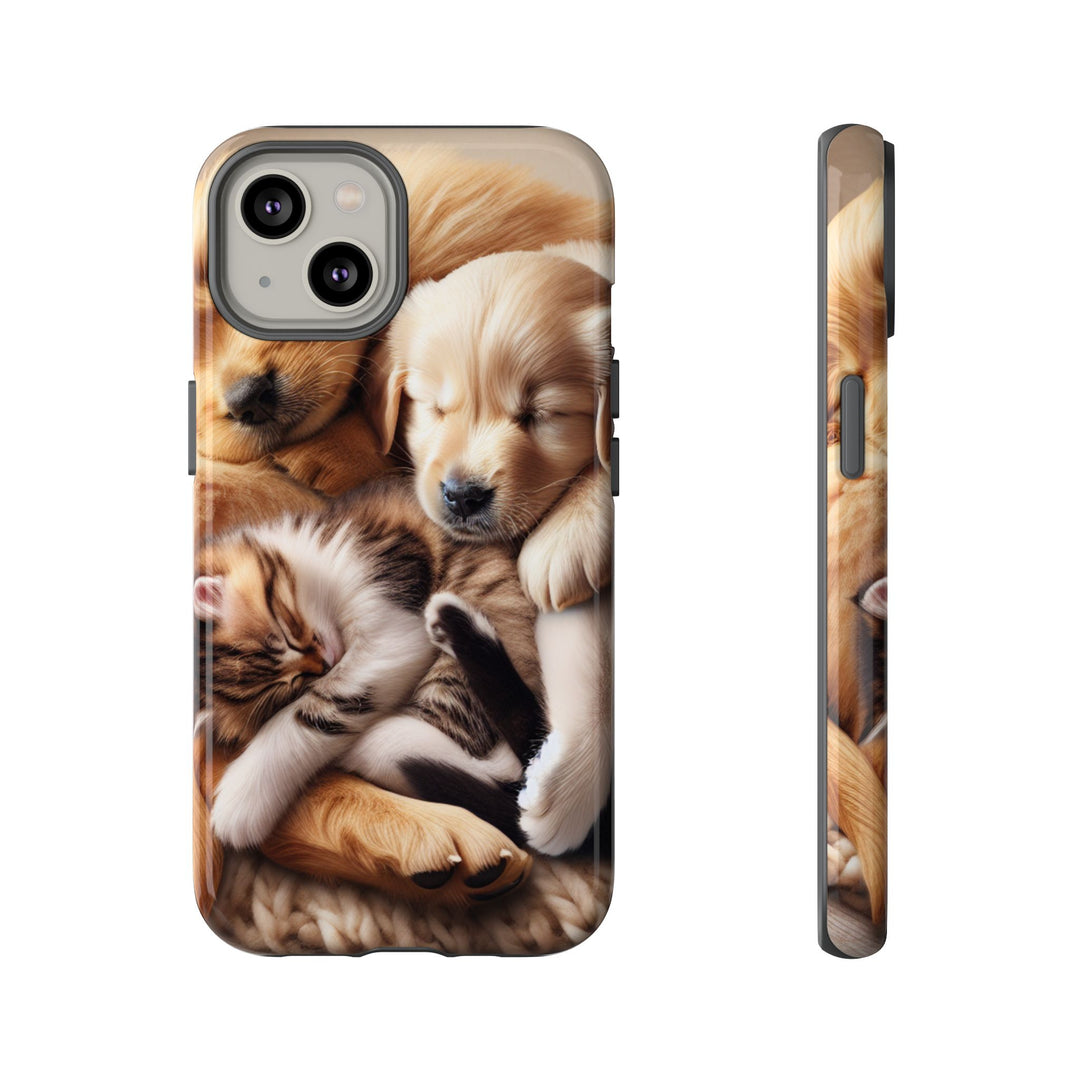 Cute Pets Phone Case - Adorable Puppy and Kitten Design, Animal Lover Gift