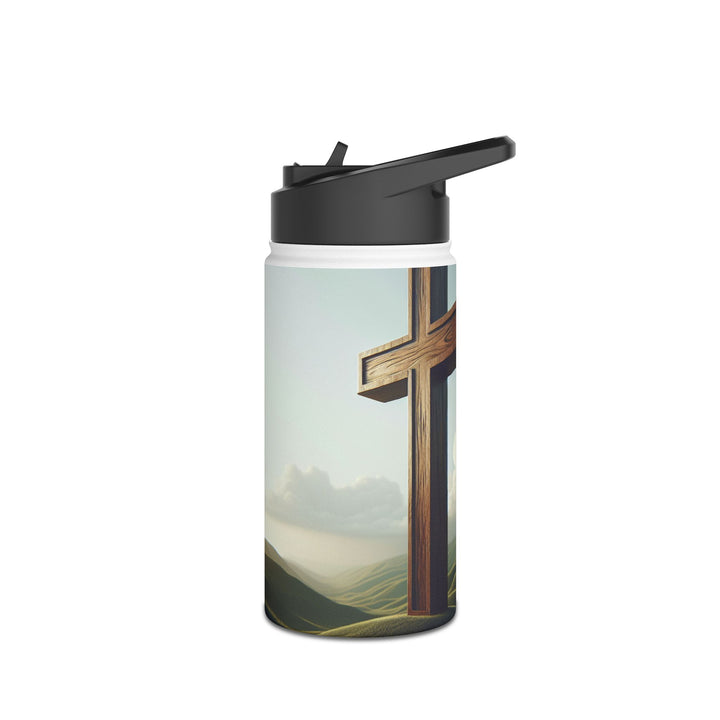 Inspirational Stainless Steel Water Bottle with Cross Design, Eco-Friendly Hydration, Travel Mug, Fitness Gift, Christian Accessories