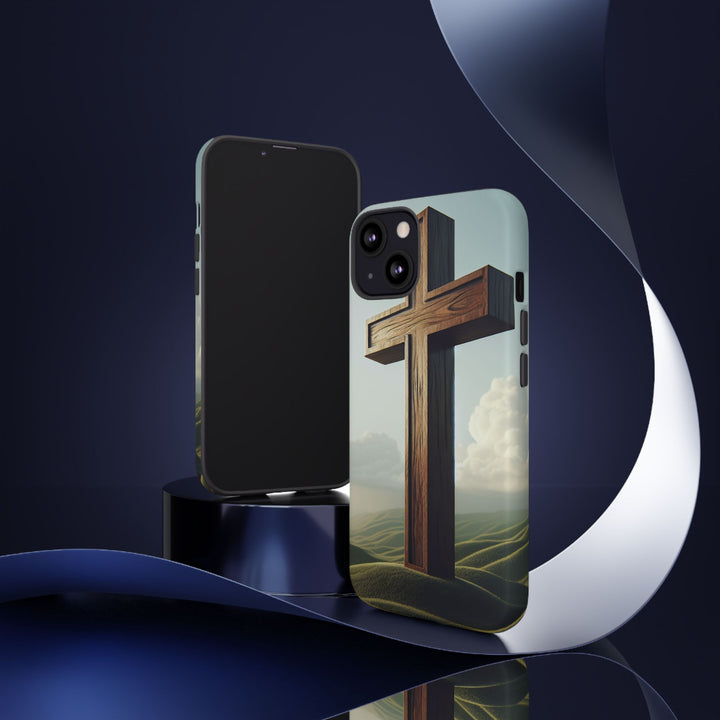Wooden Cross Phone Case, Inspirational Gift, Christian Decor, Faith-Based Accessory, Unique Tech Gift