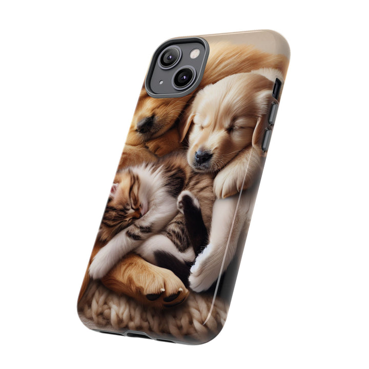 Cute Pets Phone Case - Adorable Puppy and Kitten Design, Animal Lover Gift