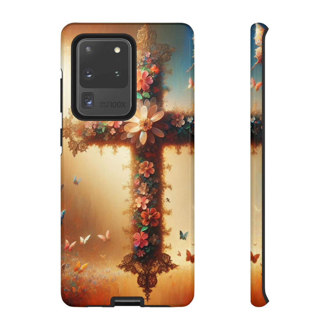 Floral Cross Phone Case, Tough Cases for Christians, Religious Gifts, Cute Floral Accessories, Chic Phone Cover, Spring Vibes