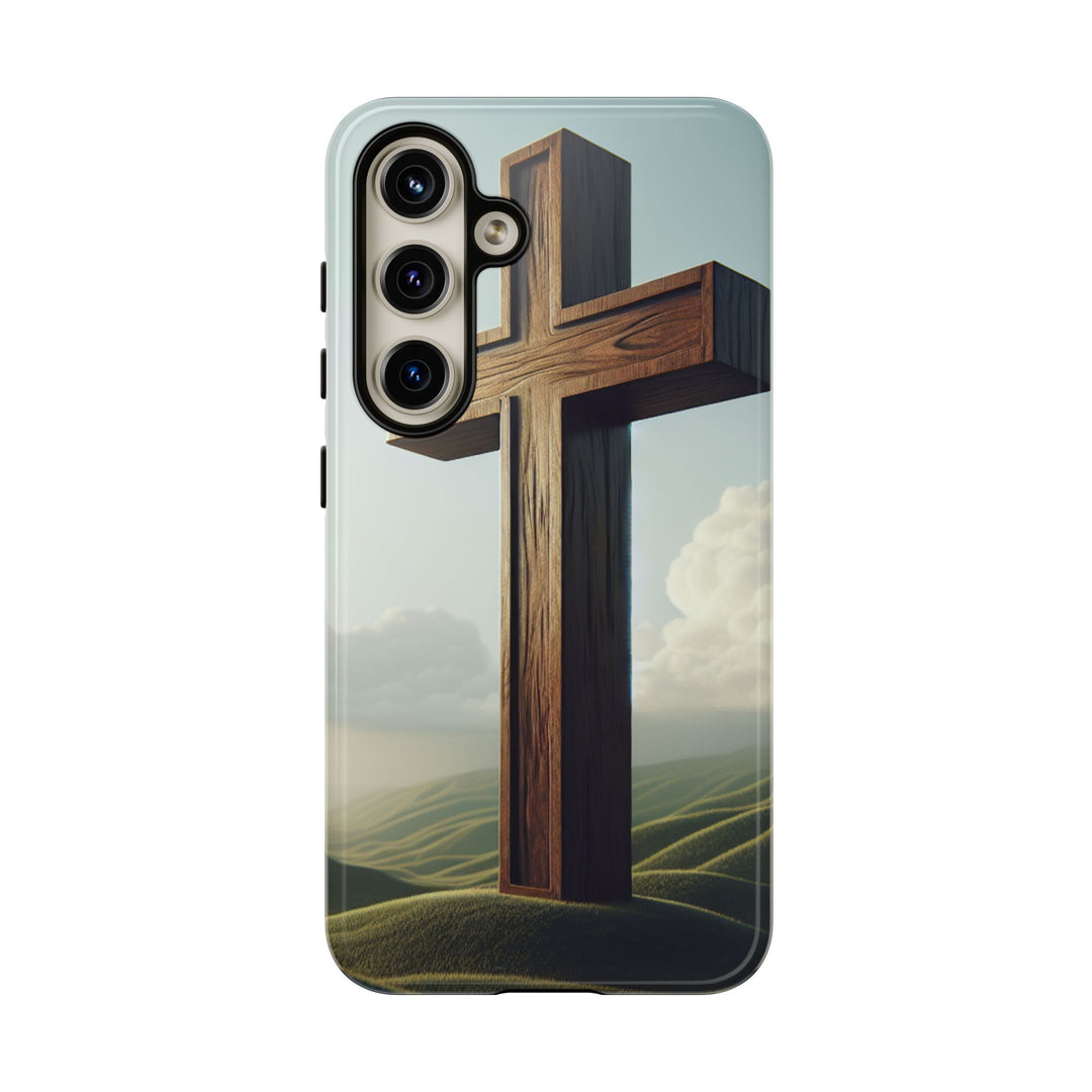 Wooden Cross Phone Case, Inspirational Gift, Christian Decor, Faith-Based Accessory, Unique Tech Gift