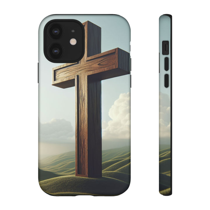 Wooden Cross Phone Case, Inspirational Gift, Christian Decor, Faith-Based Accessory, Unique Tech Gift