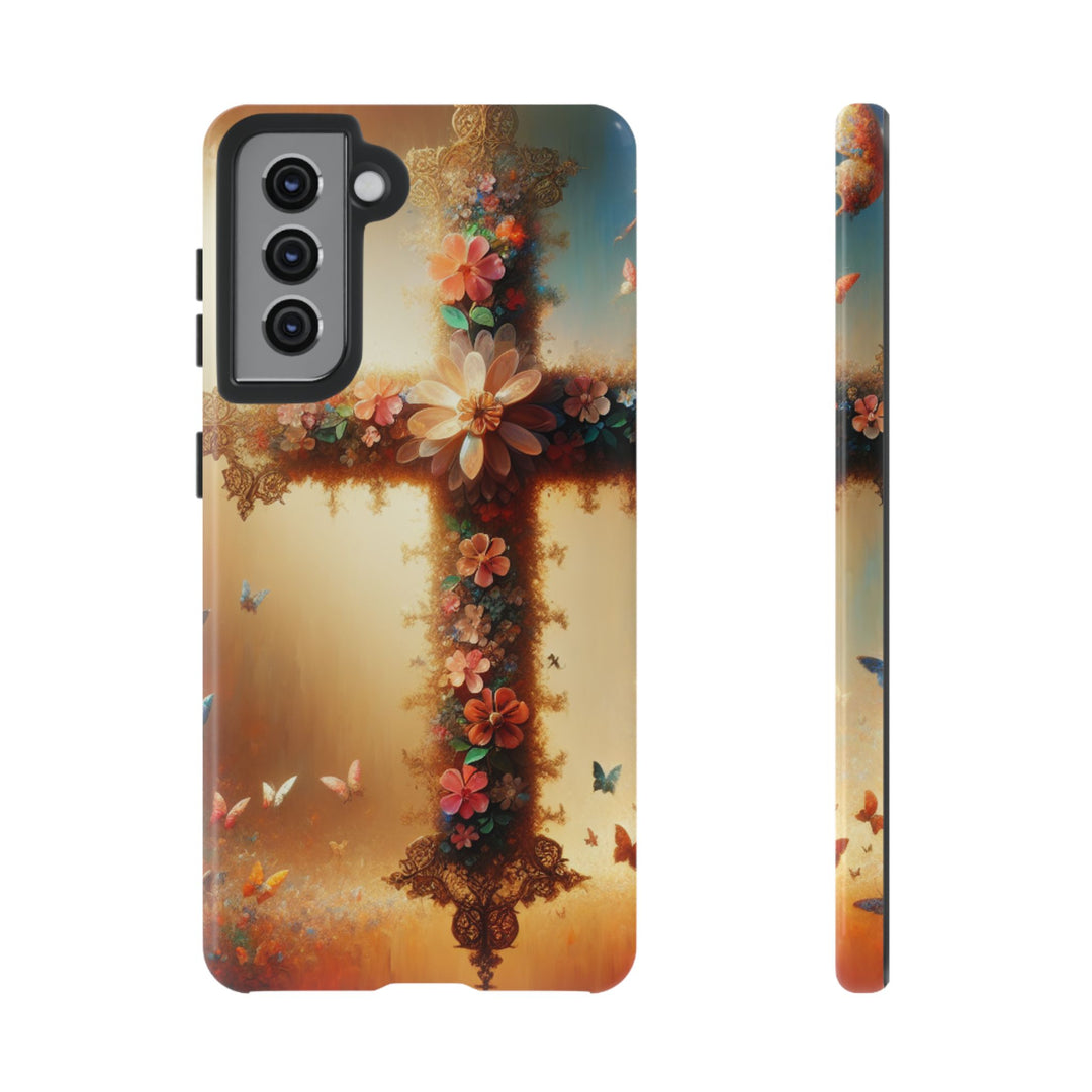 Floral Cross Phone Case, Tough Cases for Christians, Religious Gifts, Cute Floral Accessories, Chic Phone Cover, Spring Vibes