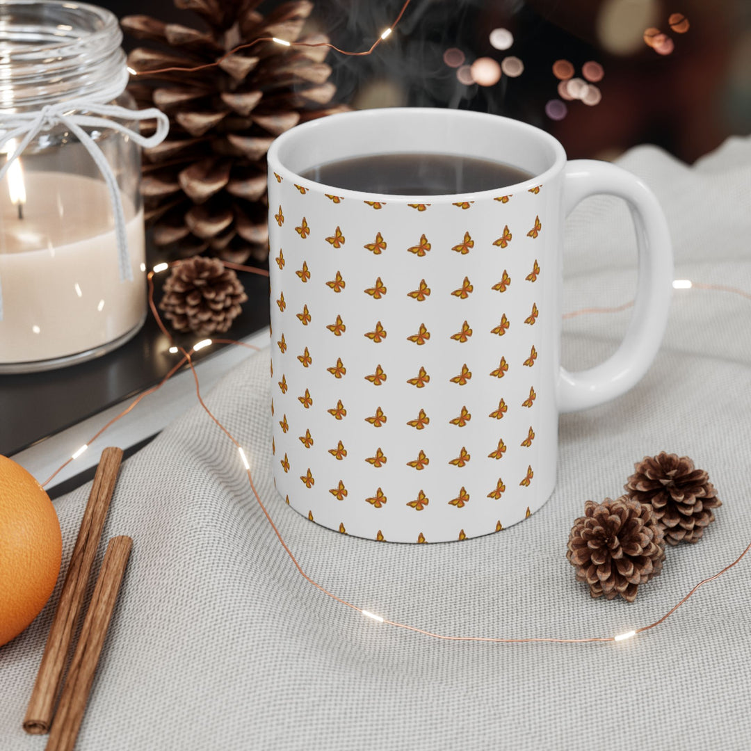 Butterfly Pattern Ceramic Mug - 11oz & 15oz, Perfect for Nature Lovers