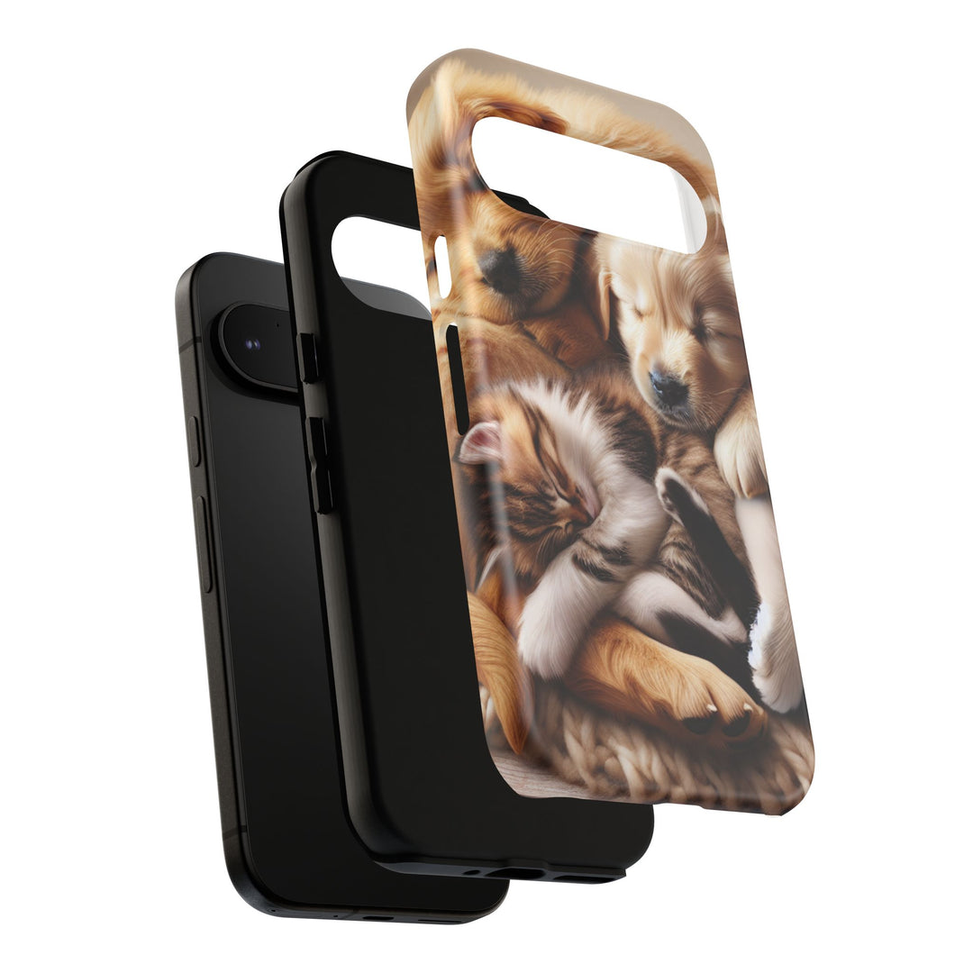 Cute Pets Phone Case - Adorable Puppy and Kitten Design, Animal Lover Gift
