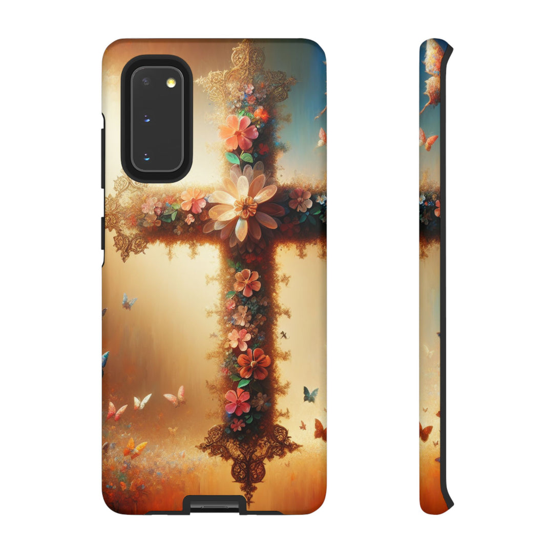 Floral Cross Phone Case, Tough Cases for Christians, Religious Gifts, Cute Floral Accessories, Chic Phone Cover, Spring Vibes
