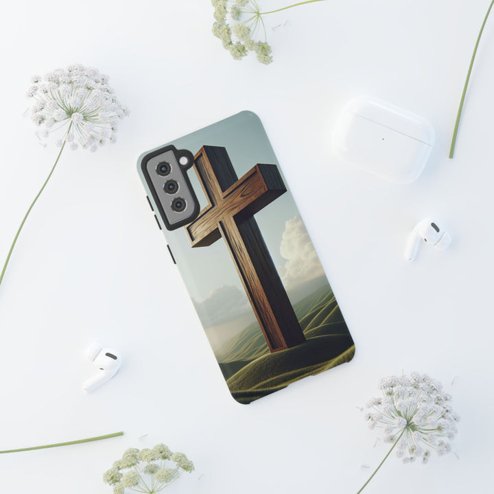 Wooden Cross Phone Case, Inspirational Gift, Christian Decor, Faith-Based Accessory, Unique Tech Gift