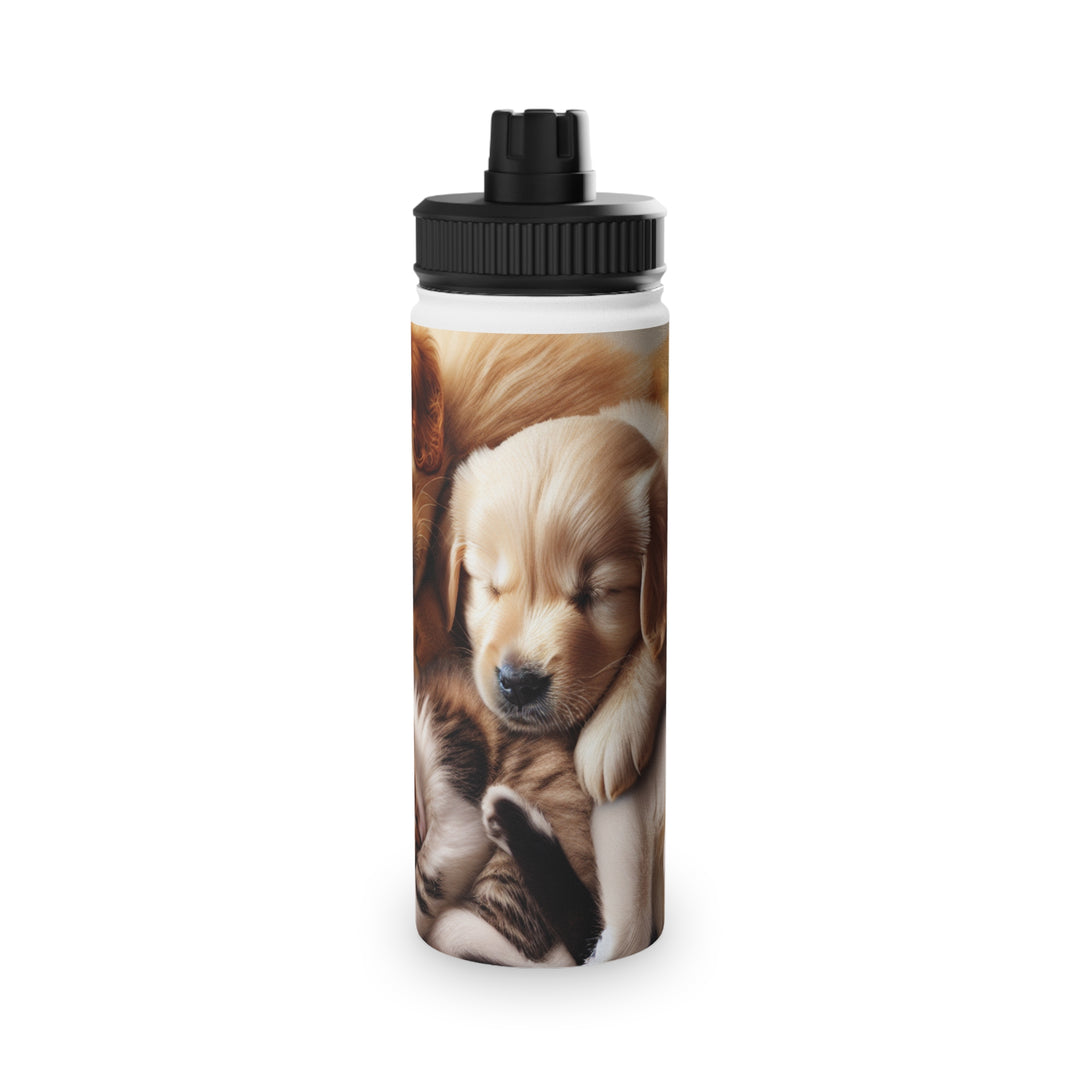 Pet Lovers Stainless Steel Water Bottle - Cute Puppy & Kitten Design | Eco-Friendly Sports Lid