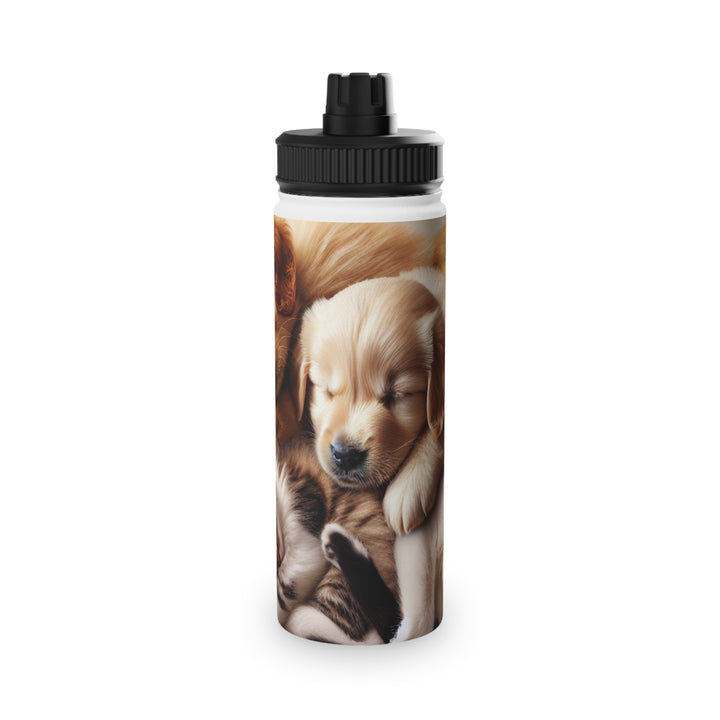 Pet Lovers Stainless Steel Water Bottle - Cute Puppy & Kitten Design | Eco-Friendly Sports Lid