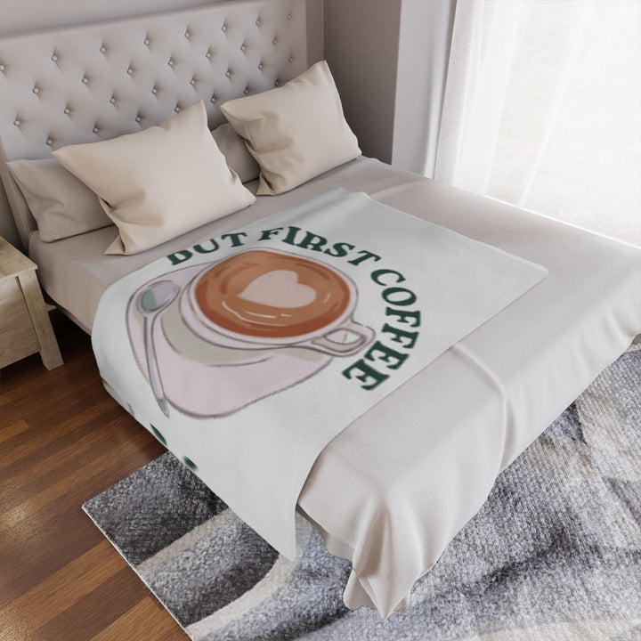 coffee now please Minky Blanket