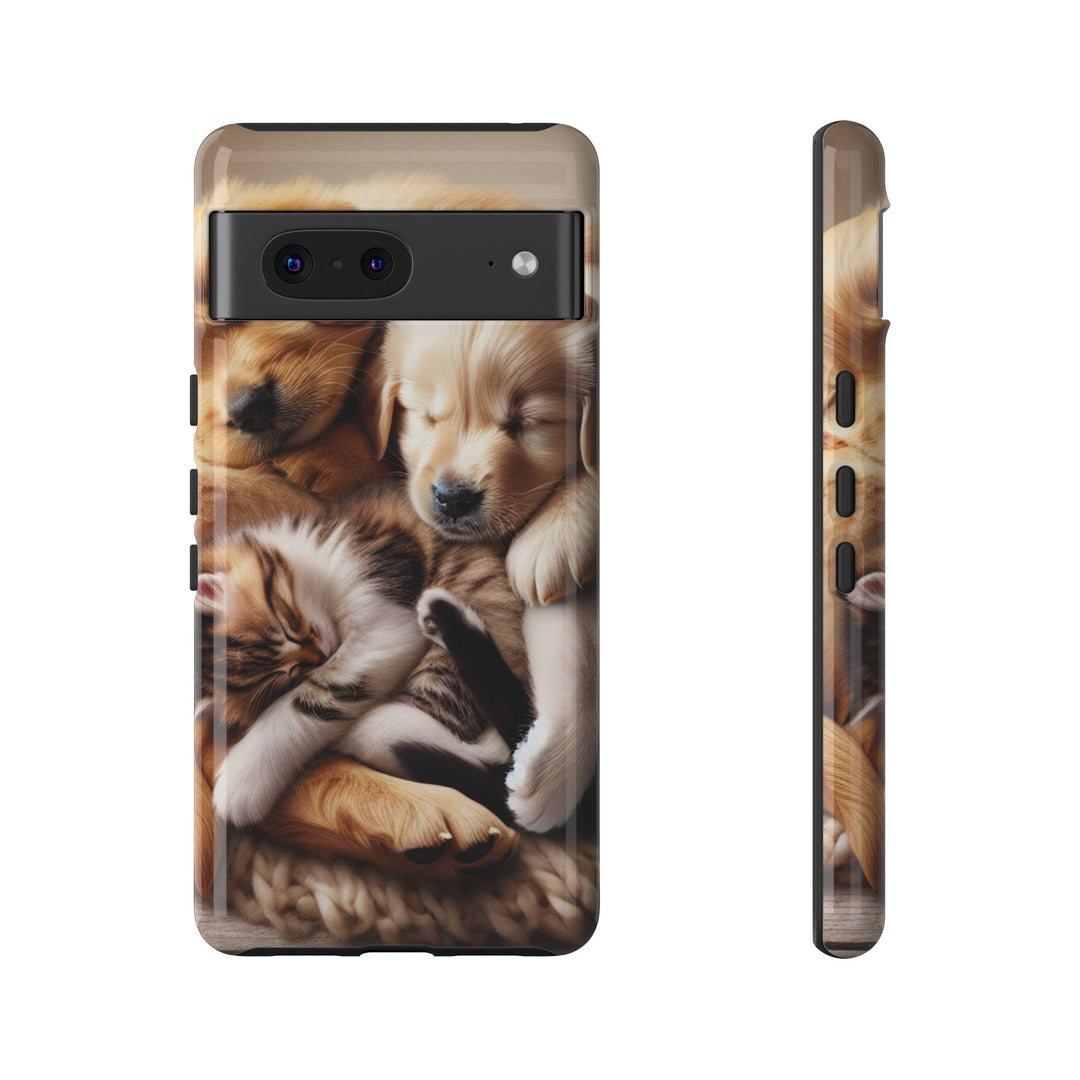 Cute Pets Phone Case - Adorable Puppy and Kitten Design, Animal Lover Gift