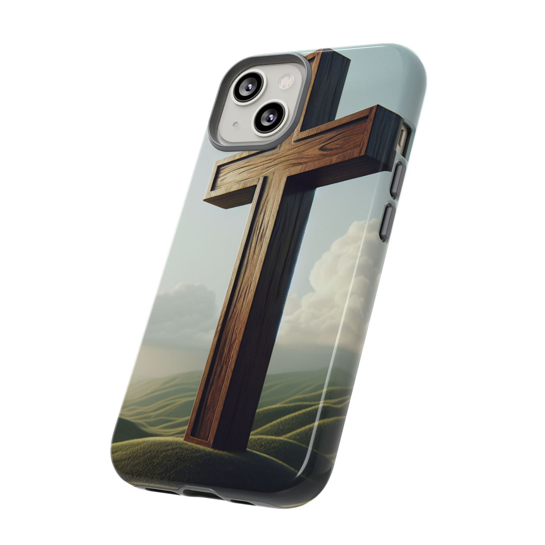 Wooden Cross Phone Case, Inspirational Gift, Christian Decor, Faith-Based Accessory, Unique Tech Gift