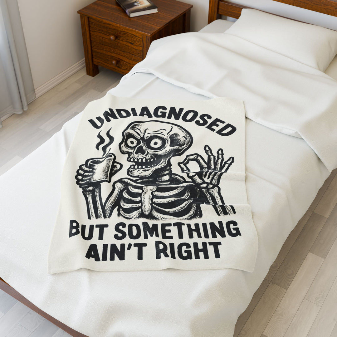 Undiagnosed Skeleton Plush Blanket, Cozy Throw for Home, Halloween Decor, Gift for Medical Professionals, Unique Home Accessory