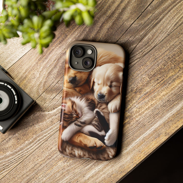 Cute Pets Phone Case - Adorable Puppy and Kitten Design, Animal Lover Gift