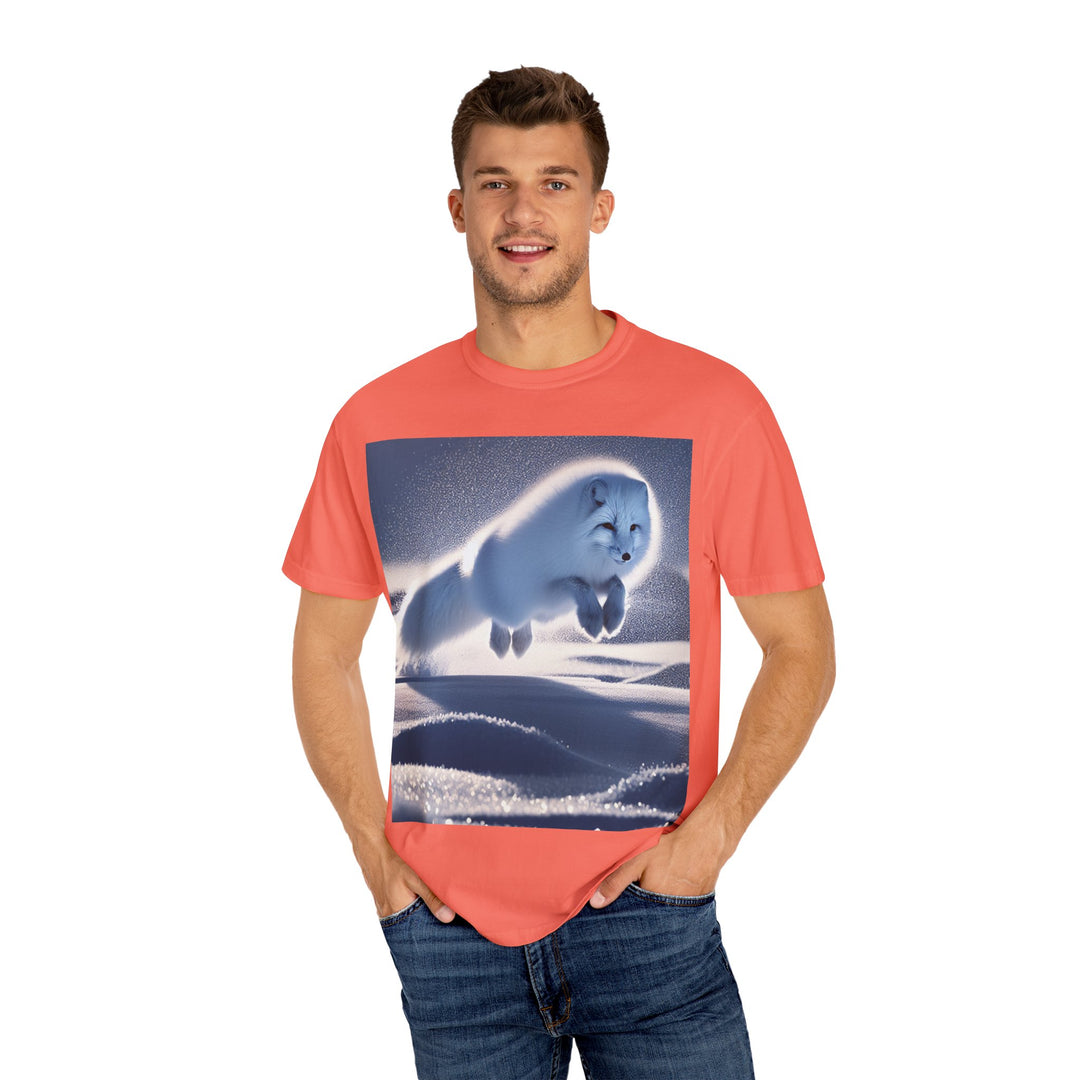 Snow Fox Jumping Unisex Garment-Dyed T-Shirt