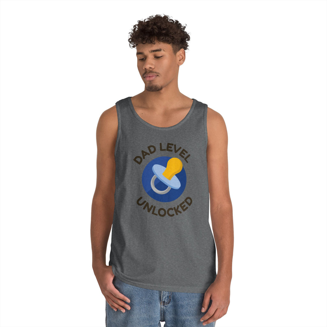 Dad Level Unlocked Tank Top - Unisex Heavy Cotton Sleeveless Shirt for New Dads