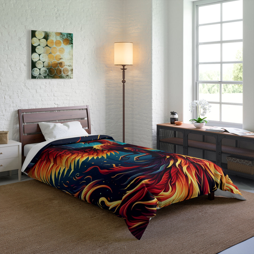 Phoenix Fire Comforter - Cozy Bedding for Fantasy Lovers, Bohemian Decor, Gift for Home, Vibrant Bedroom Accent, Gorgeous Throw Blanket