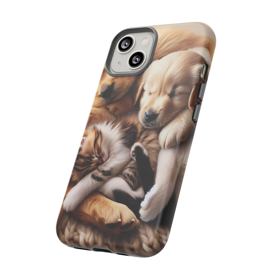 Cute Pets Phone Case - Adorable Puppy and Kitten Design, Animal Lover Gift